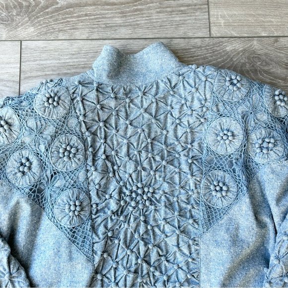 Vintage Lim's Pure Silk Embellished Denim Bomber Jacket - Picture 16 of 16